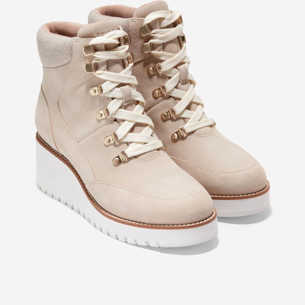 NIB ✅ Cole Haan ZERØGRAND City Wedge Hiker Waterproof Boots ~ 9.5B Light Sesame